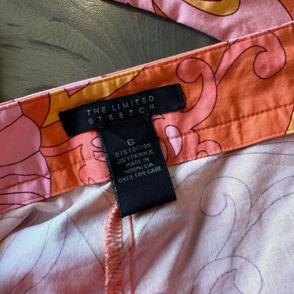 The Limited Retro Pink Orange Floral Stretch Twill Pants - Picture 5 of 5